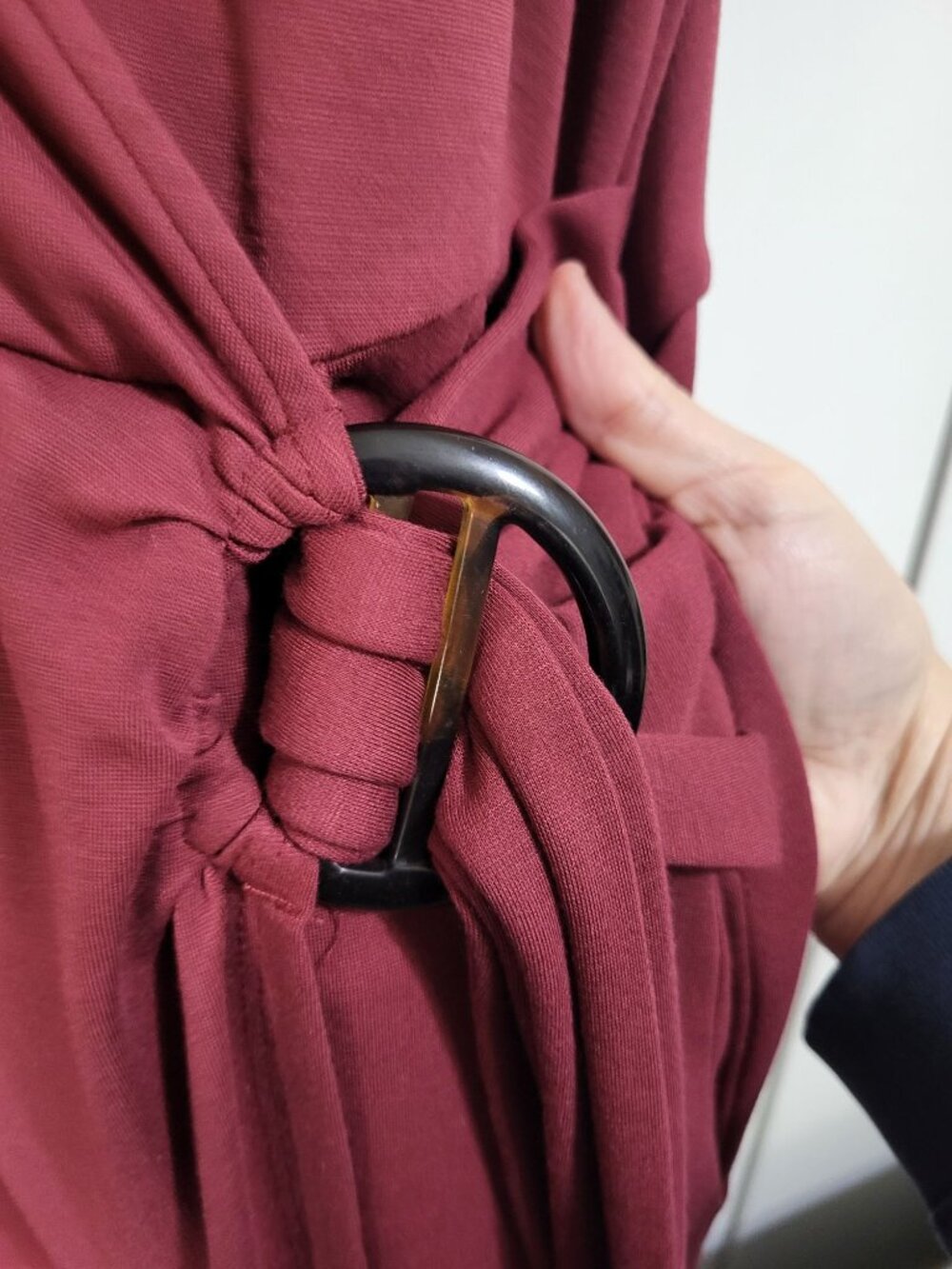 Torrid Dark Red Premium Ponte O-Ring Mini Wrap Dress Size 4X Short Sleeve Pocket - Picture 4 of 8